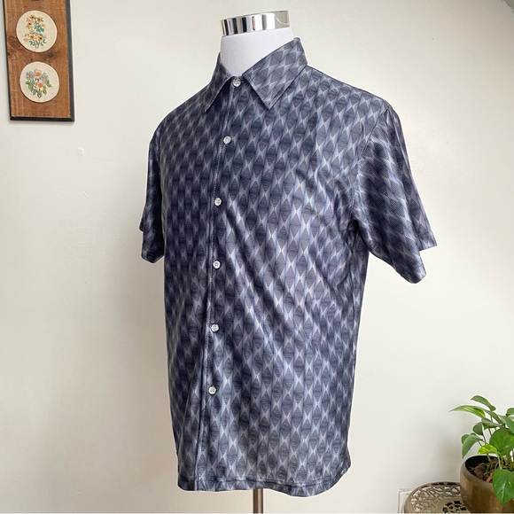 Vintage 90s Geometric Metallic Button Up Shirt - Picture 7 of 15